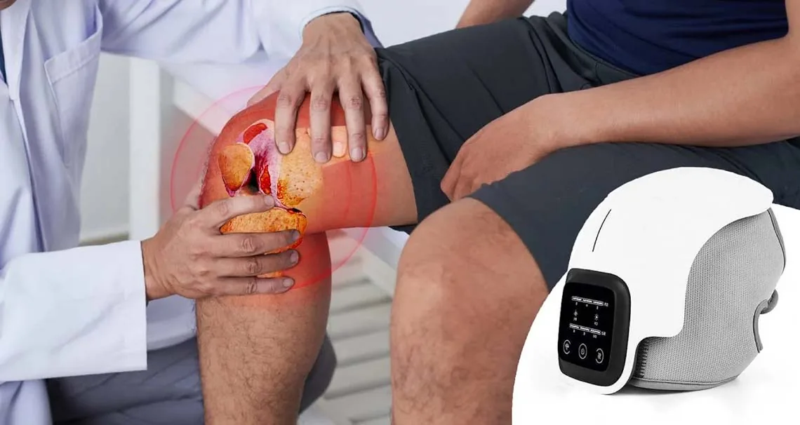 Nooro Knee Massager in use on a patient's knee